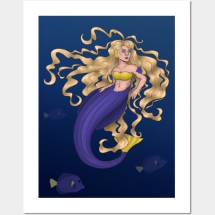 Purple Tang Mermaid Posters and Art